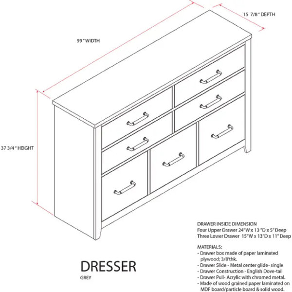 Millwood Pines Bendina 7 Drawer Dresser Wayfair